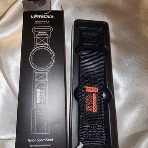 Nereides Nylon Watch Band for Samsung Galaxy Watch 4/Classic, Black